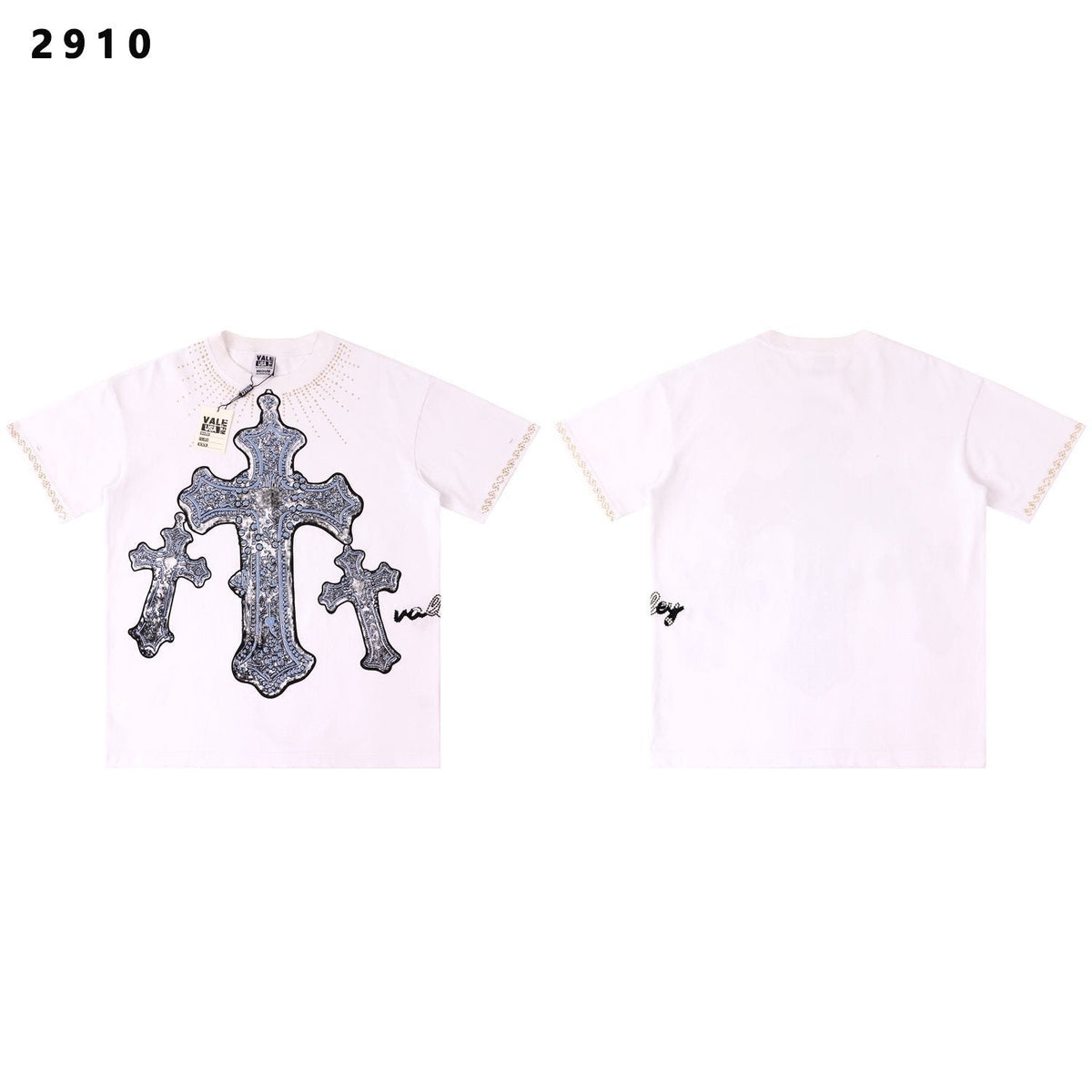 VALE USA Studded Cross Graphic T-Shirt — front
