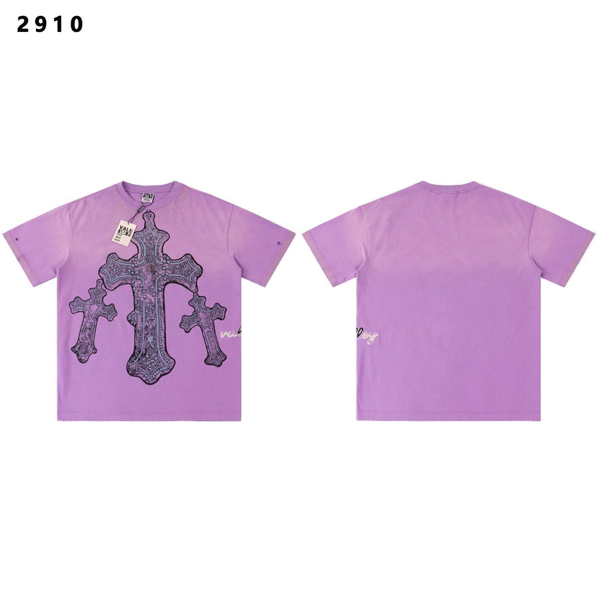 VALE USA Studded Cross Graphic T-Shirt — front
